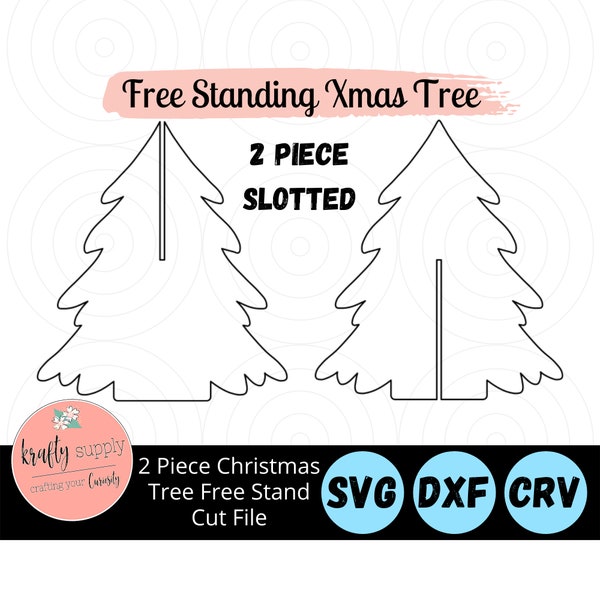 Christmas Tree | 2 Piece Slotted Cut File | Mantel Christmas Decor File | Outline SVG Files | Vector Files | Glowforge | Laser Cutting