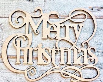 LG Merry Christmas Word Cutout | Merry Christmas wood letter | Christmas wreath decor | Door hanger | Christmas Crafts |