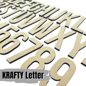 Letra Krafty Pequeña / Letras MDF Básicas de Madera / Letras Inacabadas / Estilo Moderno / Recortes de Madera / Decoración del Aula / Alfabeto Fácil de Leer