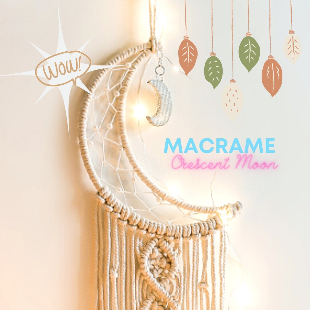 Macrame Crescent Moon | Dream Catcher | Boho Wall Tapestry | Wall Decor ...