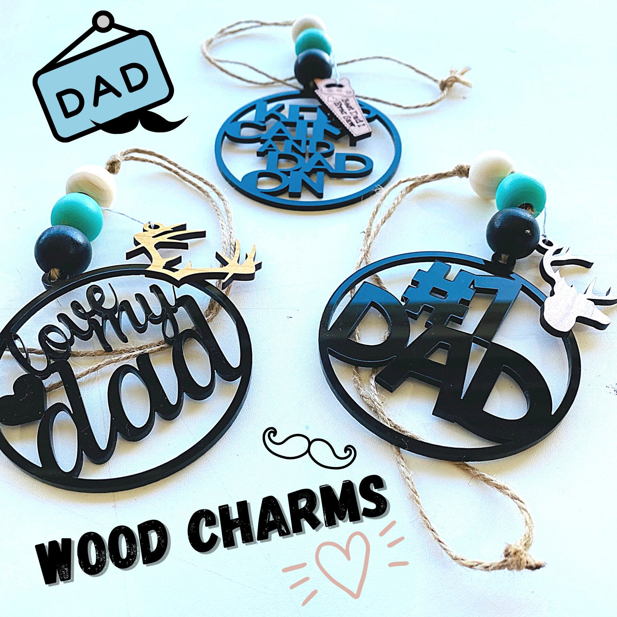 Personalized Dad Car Charm Boho Acrylic Monogram Beaded Car Etsy