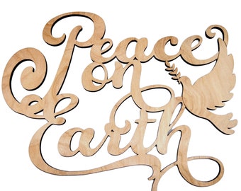 Small Peace on Earth with Dove Cutout | Merry Christmas wood letter | Christmas wreath decor | Christmas Door hanger | Christmas Crafts |