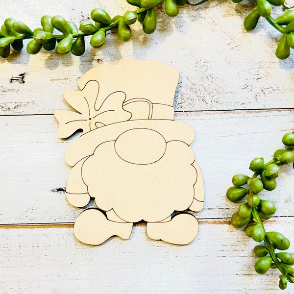 Small 2"- 10" | Short Leprechaun | St Patrick's Day Decor | Craft Wood Shapes | Spring Decor | DIY Crafts | Paint by Lines