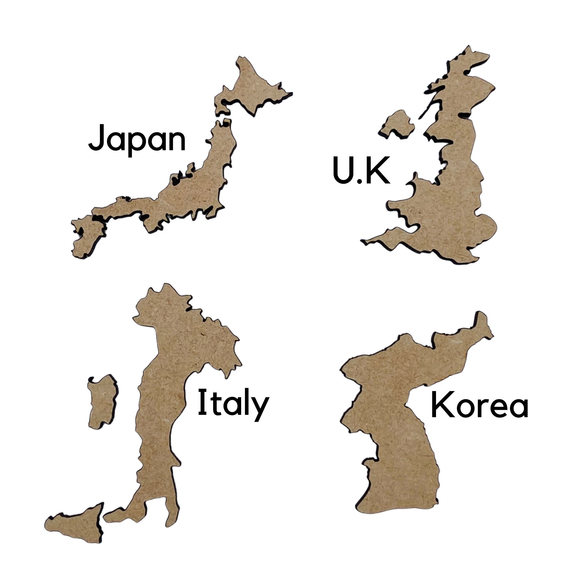 Countries and Territories Shapes | Wood Country Laser Cutout | World ...