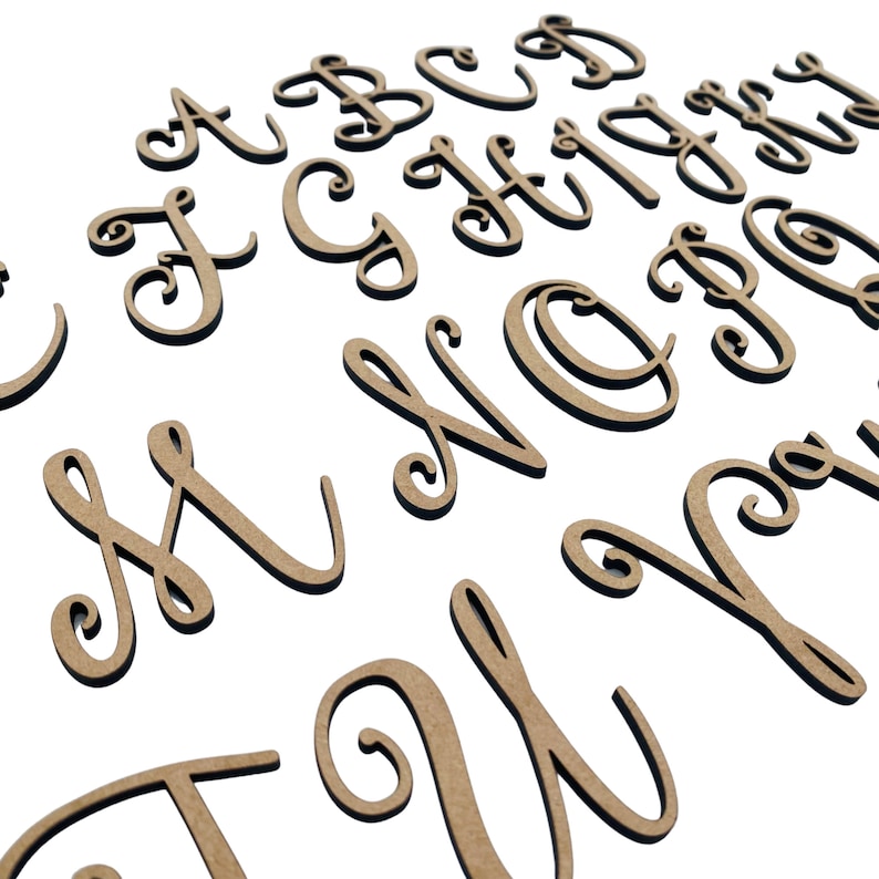 Small Scripty Font | Wooden Letters | Laser Cut Letters | Cute Cursive ...