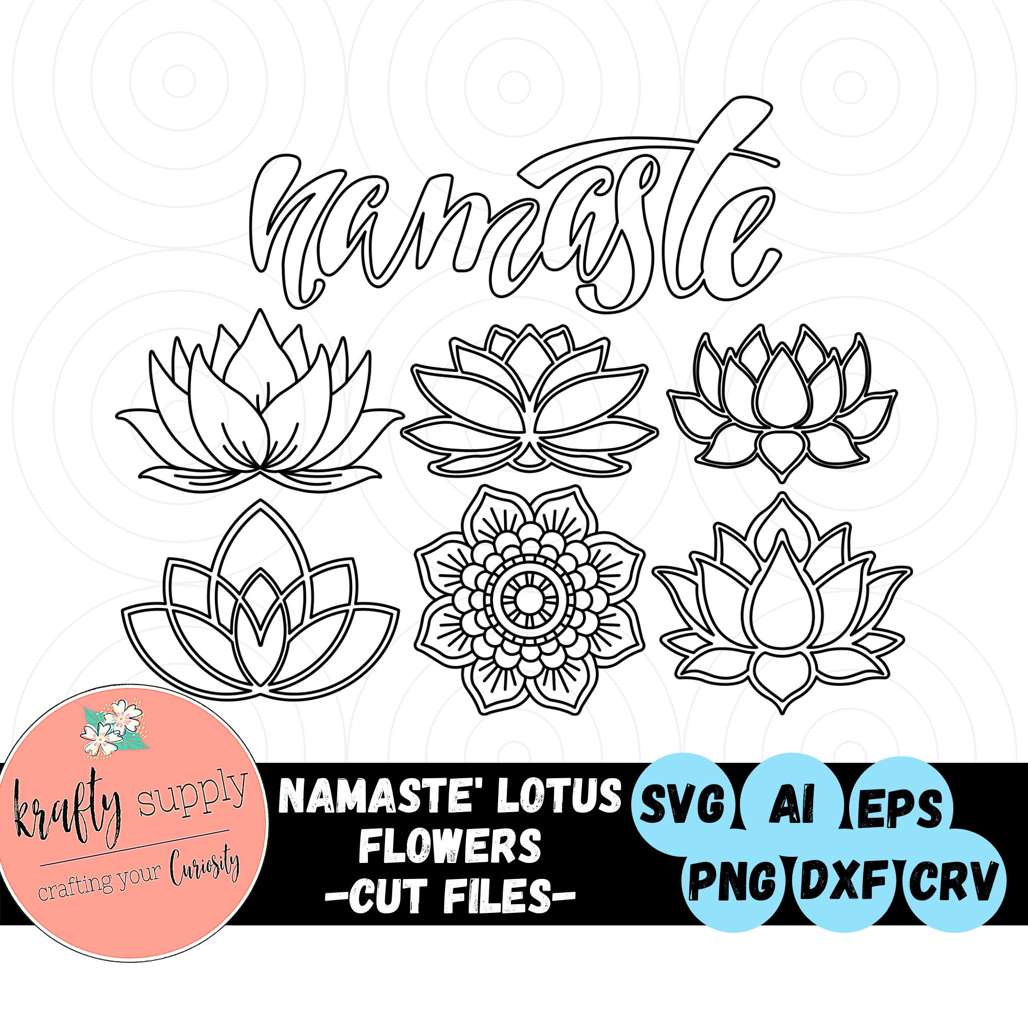 Namaste' Lotus Flowers SVG Set of 7 Lotus Mandala Etsy