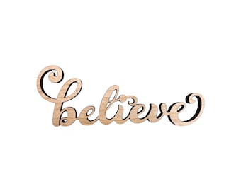 Large Word - Believe - Wood Cutout - Christmas wood letter Number | Christmas wreath | Christmas Door hanger | Christmas Crafts |