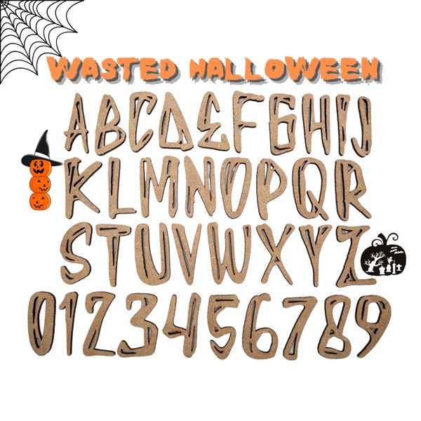 Small Wasted HALLOWEEN | Wooden Letters | Laser Cut Letters | Halloween Font | Scary Letters | Kids School Project Letters | Art & Crafts