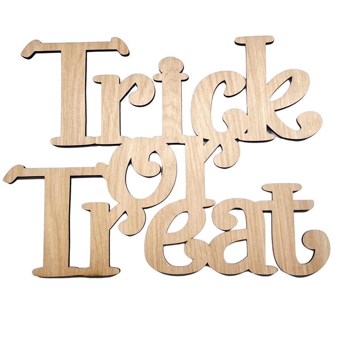 Small Wooden Letters Trick or Treat | Halloween Word Cutout | Wood ...