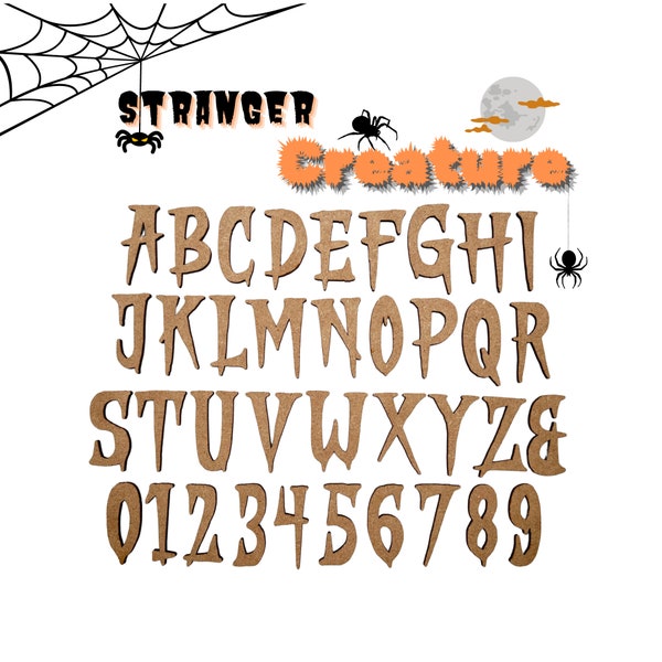 Small Stranger Creature | Wooden Letters | Laser Cut Letters | Halloween Font | Scary Letters | Kids School Project Letters | Art & Crafts