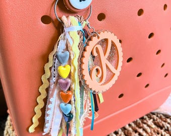 Bag Tassel with Glass Heart Beads