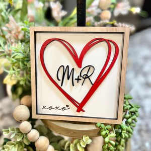 Personalized Valentine Heart Sign with Initials | Add a Personal Message | Free Shipping