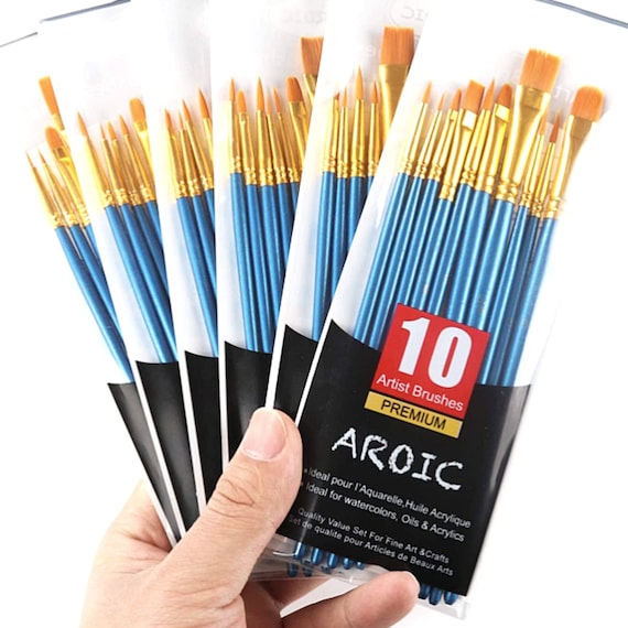 Acrylic Paint Brushes Set, 12pcs Flat Tip Nylon Hair Artist Paintbrushes  for Acrylic Watercolor Oil Ink Canvas Painting, Face Body Nail Art, Rock