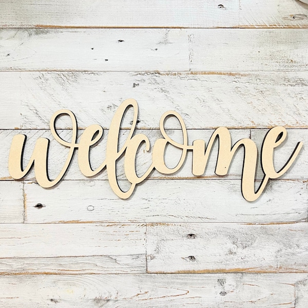 SMALL Connected Letters | Welcome Decor | Wooden Cutout Word | Script Word