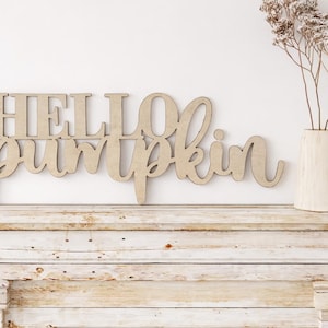 Hello Pumpkin Wood Word Cutout | Fall Words