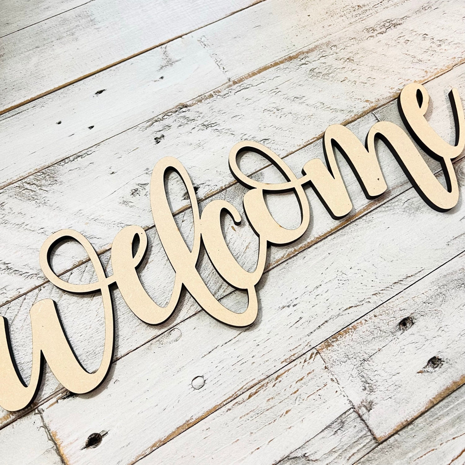 Large Welcome Letters LARGE Connected Letters | Welcome Decor | Wooden Cutout Word | Script ...
