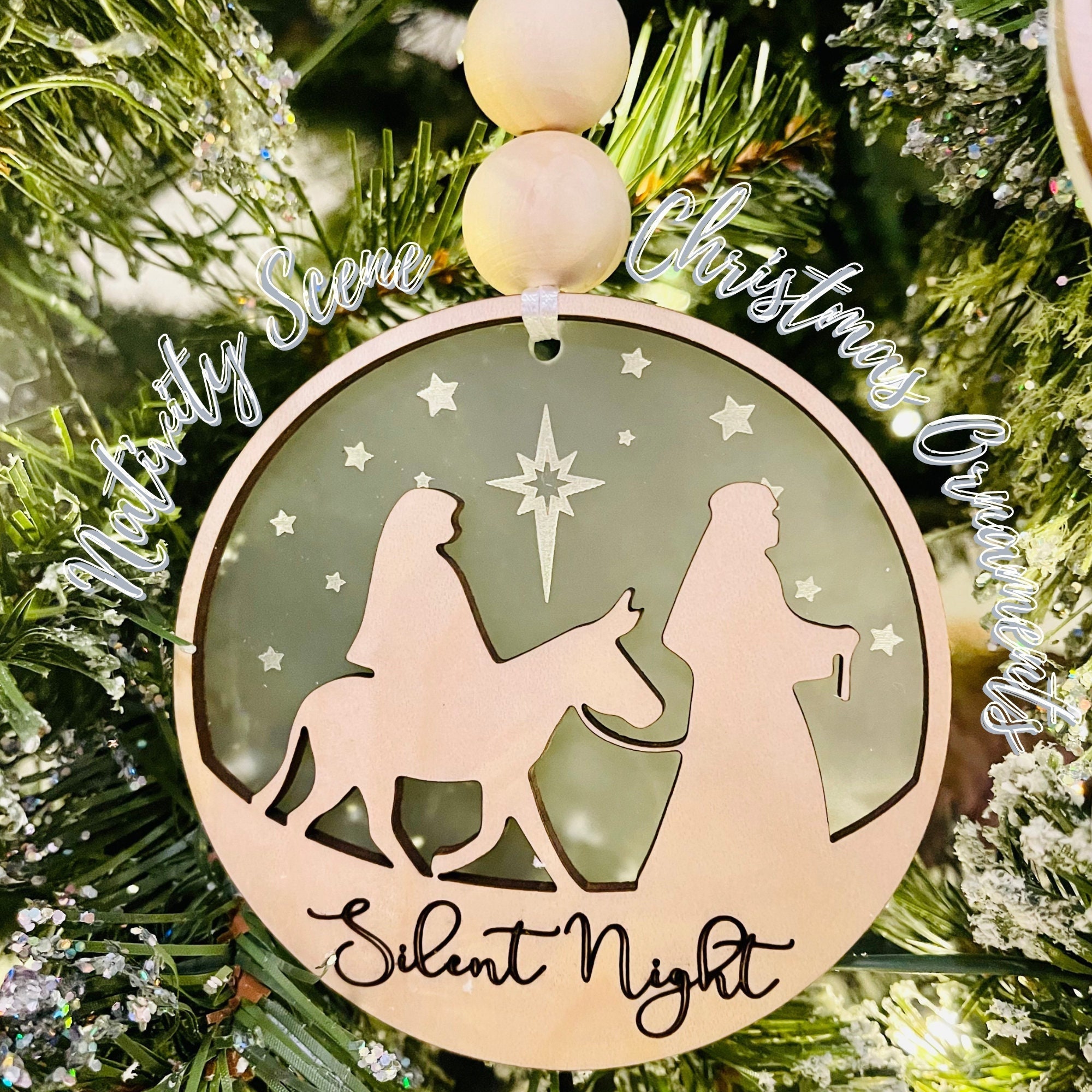 16pcs Nativity Christmas Ornaments Tree Decorations - 3D Wooden Acrylic