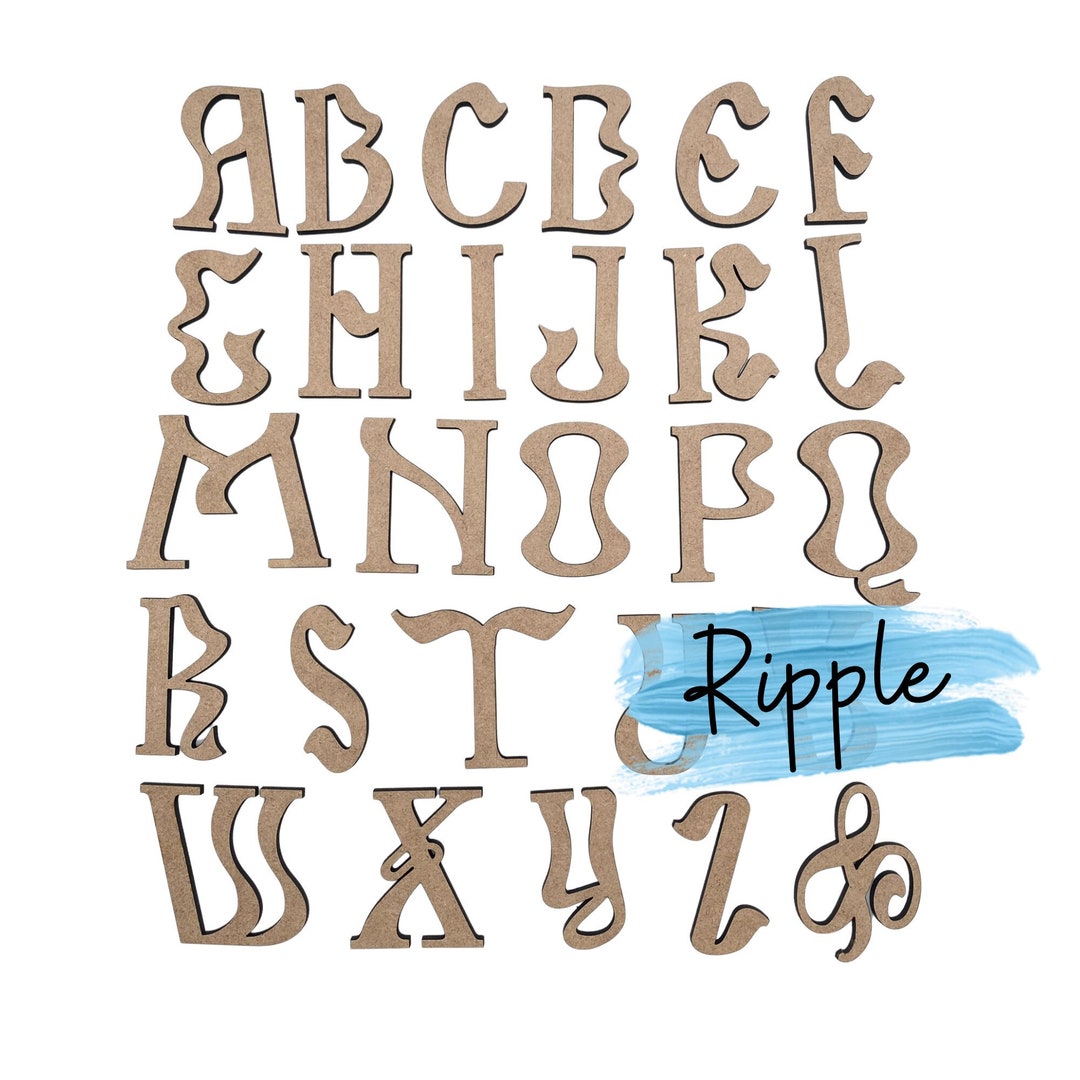 Small Ripple Font | Wavy Letters | Wooden Letters | Unfinished MDF ...