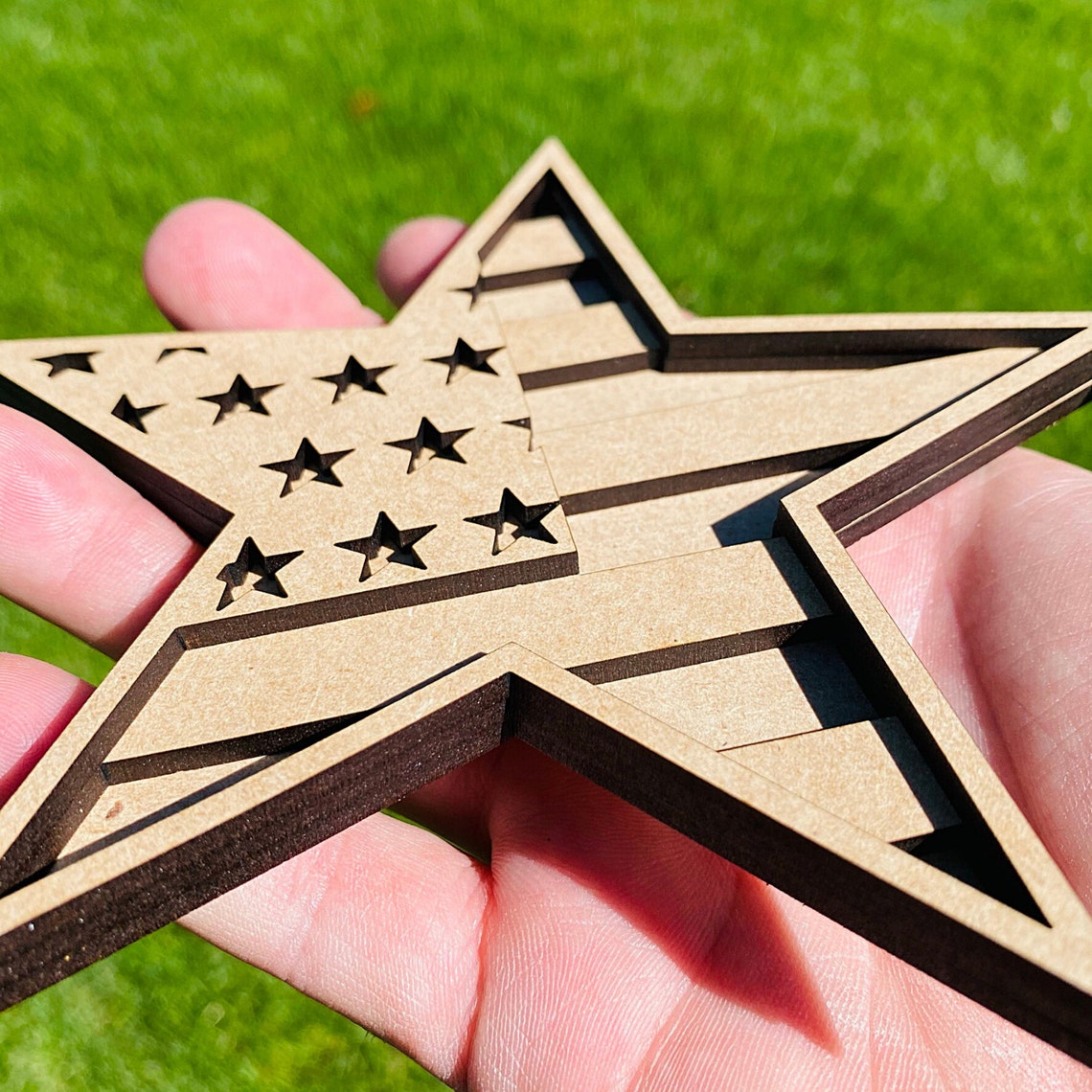 4th of July Star SVG Laser Cut Files 3 Layer Art Piece for Etsy