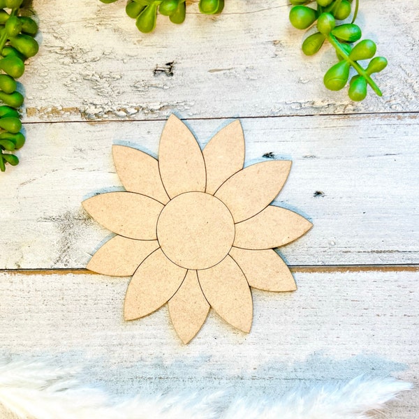 Small 3"-10" | Wood Sunflower | Wood Flower Decor | Flower Cutout| Craft Wood Shapes | Spring Decor | DIY Crafts | Paint by Lines
