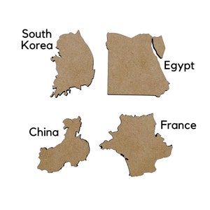 Countries and Territories Shapes | Wood Country Laser Cutout | World ...
