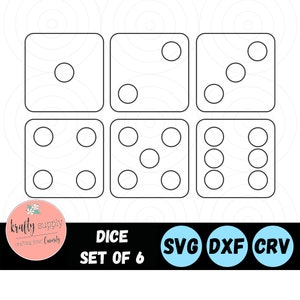 Dice SVG | Set of 6 | Roll The Dice AI | Dice Roller Cut File | Games SVG | Board Games Cut Files | Laser Cut Dice | Digital Download