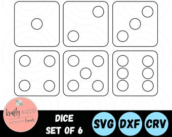 Würfel SVG | 6er-Set | Würfeln KI | Würfelroller-Schnittdatei | Spiele SVG | Brettspiele-Schnittdateien | Lasergeschnittene Würfel | Digitaler Download