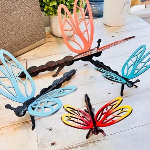 3D Dragonfly Insect, Freestanding Bug, Table Top Dragonfly Decor, Dragonfly Garden Decor, Unfinished Craft Wood Shapes, Set of 4