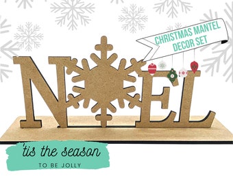 NOEL Mantel Decor | Wooden Mantel Decorations | Wood Christmas Decor | Fireplace Decor | Christmas Window Decoration