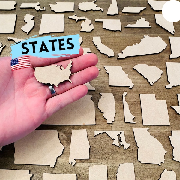 USA State Cutouts | Laser Cut Wood and Acrylic Craft States | Map of States | Laser Cut State | United States of America | State Pride