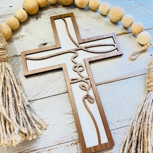 Wooden Cursive HOPE Cross | 2 Layer Wall Decor | Inspirational Cross