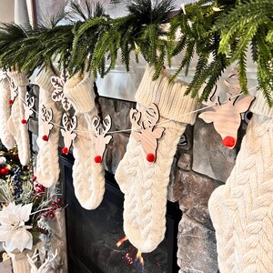 Reindeer Wood Garland | Vintage Rudolf Garland | Fireplace Christmas Decor | Mantel Decor | Christmas Wall Art