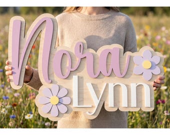 Custom Floral Girls Name Sign, Nursery Decor