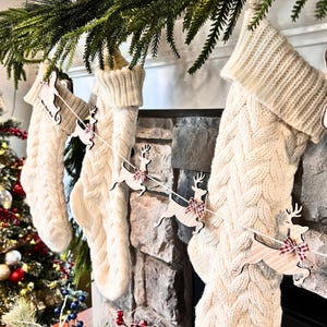 Santa Sleigh Wood Garland | Vintage Reindeer Garland | Fireplace Christmas Decor | Mantel Decor | Christmas Wall Art