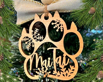 Personalized Pet Ornament | Christmas Paw Print | Custom Cat Print Ornament | Christmas Handmade Ornaments | Holiday Decor