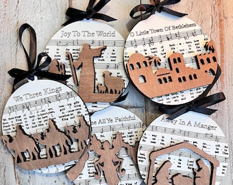 Christmas Sheet Music Ornament | Church Choir Ornaments | Christian Ornaments | Church Christmas Gifts | Christmas Tree Handmade Ornaments