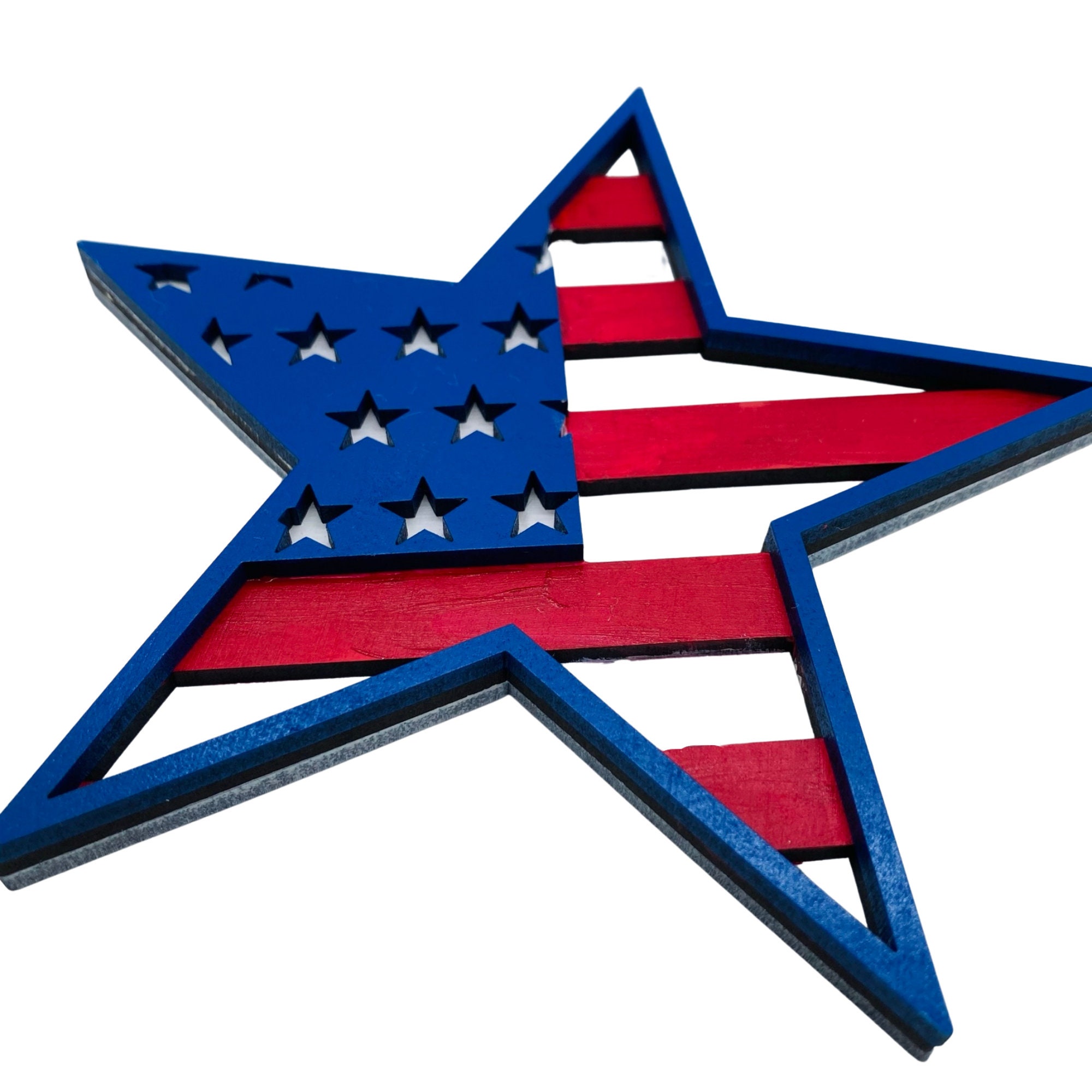 4th of July Star SVG Laser cut files 3 Layer Art Piece for | Etsy