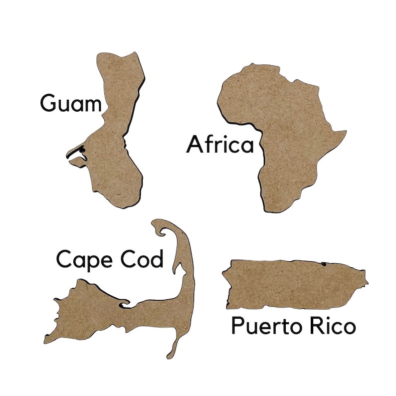 Laser Cut Wood Country and Territory Shapes | World Map Wall Decor ...