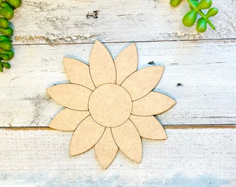 Large 12"-22"| Wood Sunflower | Wood Flower Decor | Flower Shape | Craft Wood Shapes | Spring Decor | DIY Crafts  Paint by Lines