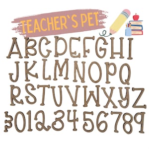 Fuente para mascotas del maestro pequeño / Letras de madera / Letras cortadas con láser / Fuente de aula / Cartas de educador / Cartas de proyectos escolares para niños / Manualidades