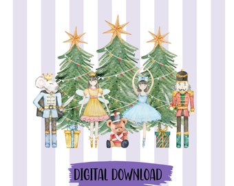 Nutcracker Png Nutcracker Christmas Holiday Clipart Ballet Rocking Horse Sugar Plum Fairy Russian Png Watercolor Christmas Sublimation PNG