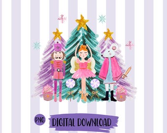 Nutcracker Png Nutcracker Christmas Holiday Clipart Ballet Pink Christmas png Sugar Plum Fairy Russian Png Watercolor Christmas Sublimation