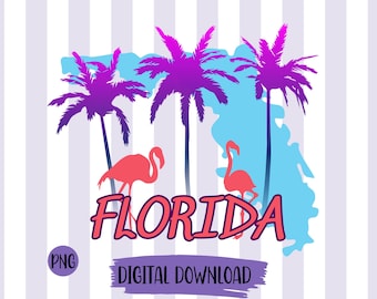 Florida Flamingo PNG, Beach Vacation Graphic (Digital Download)