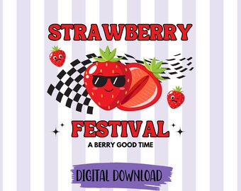 Strawberry Festival PNG, Summer Fun Clipart (Digital Download)