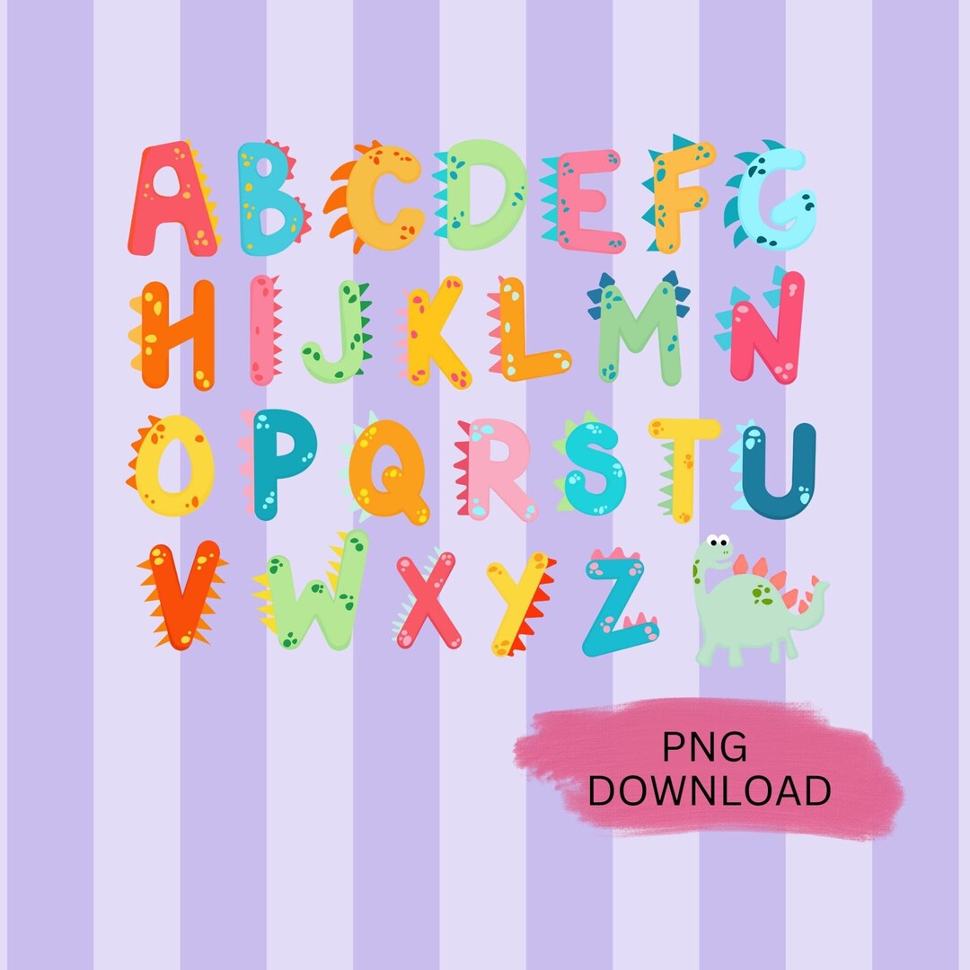 Dinosaur Alphabet PNG Teacher Kindergarten Dinosaur Letters Etsy UK