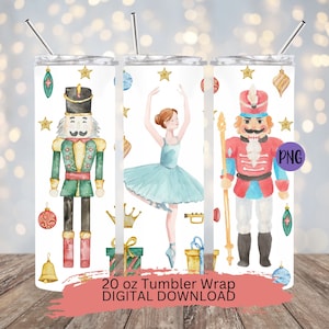 Schiaccianoci 20oz Tumbler Png Schiaccianoci Natale Balletto Cavallo a Dondolo Fata Confetto Russo Png Acquerello Natale Tumbler Wrap