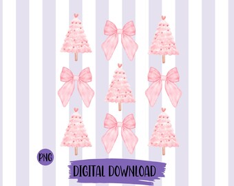 Coquette Christmas png Coquette Bow png Coquette Pink Christmas Tree png Preppy Christmas png Soft Girl Era png Bow Collage png