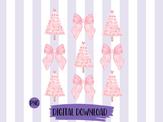 Coquette Christmas png Coquette Bow png Coquette Pink Christmas Tree png Preppy Christmas png Soft Girl Era png Bow Collage png