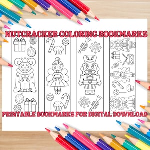 Nutcracker Christmas Coloring Bookmarks Sugar Plum Fairy Christmas Ballet Coloring Set of 4 Digital Nutcracker Bookmarks Mouse King