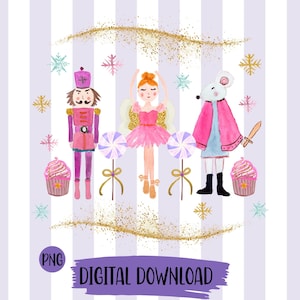Nutcracker Png Nutcracker Christmas Holiday Clipart Ballet Pink Christmas png Sugar Plum Fairy Russian Png Watercolor Christmas Sublimation